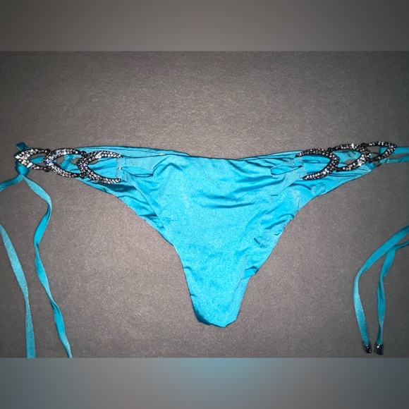 Beach Bunny Bikini Bottom Bow & Arrow Aqua Rhinestone Bikini Hot!